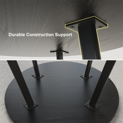 HMR Dining Set 39.4" Modern Round Wood Dining Table with 4 Chairs - Black