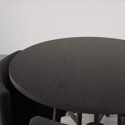 HMR Dining Set 39.4" Modern Round Wood Dining Table with 4 Chairs - Black