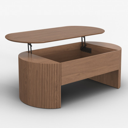 HMR - 47" Oval Walnut Lift Top Mid-Century Modern Coffee Table
