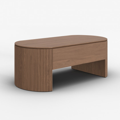 HMR - 47" Oval Walnut Lift Top Mid-Century Modern Coffee Table