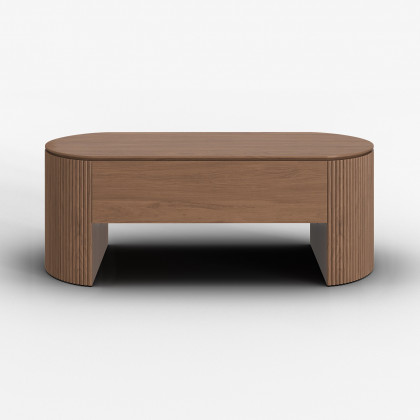 HMR - 47" Oval Walnut Lift Top Mid-Century Modern Coffee Table