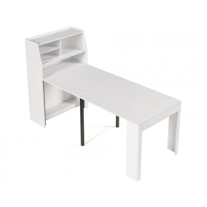HMR 70.9" Farmhouse Extendable Dining Table with Storage Sideboard Seats 4-6 People - White