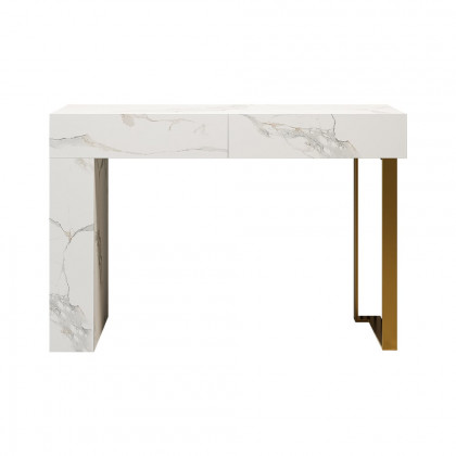 HMR - 47.2" White Console Table Modern Rectangle Accent Table For Entryway with 2 Drawers