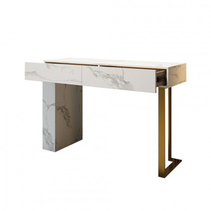 HMR - 47.2" White Console Table Modern Rectangle Accent Table For Entryway with 2 Drawers