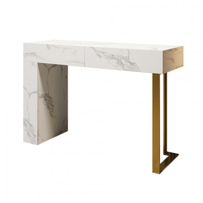 HMR - 47.2" White Console Table Modern Rectangle Accent Table For Entryway with 2 Drawers