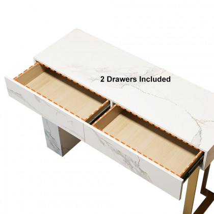HMR - 47.2" White Console Table Modern Rectangle Accent Table For Entryway with 2 Drawers