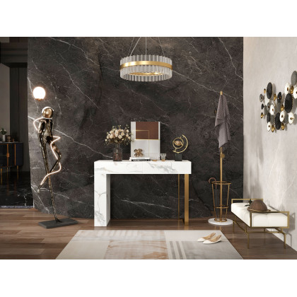 HMR - 47.2" White Console Table Modern Rectangle Accent Table For Entryway with 2 Drawers