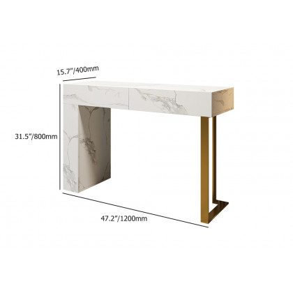 HMR - 47.2" White Console Table Modern Rectangle Accent Table For Entryway with 2 Drawers