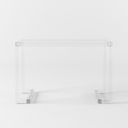 HMR Savea Series Modern 39" Rectangular Office Writing Desk - Clear, Tempered Glass