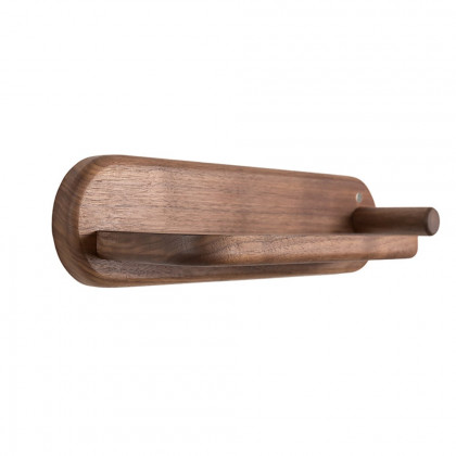HMR - Wood Hair Dryer Holder Rack in Walnut with Accessories Storage & Shelf
