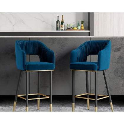 HMR - Modern 43" Bar Stools with Velvet Upholstery