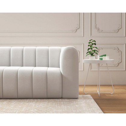 HMR Modern 3-Seater Sofa with Velvet Upholstered - White