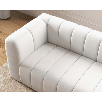 HMR Modern 3-Seater Sofa with Velvet Upholstered - White