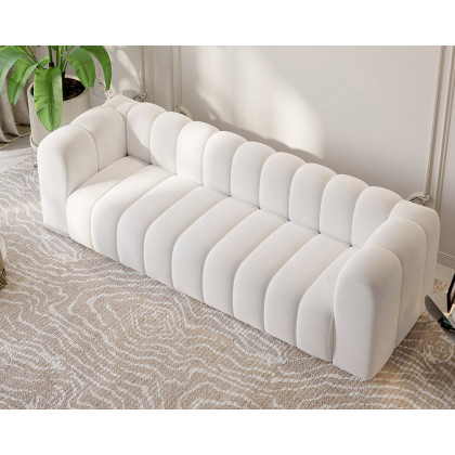 HMR Modern 3-Seater Sofa with Velvet Upholstered - White