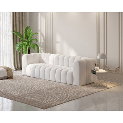 HMR Modern 3-Seater Sofa with Velvet Upholstered - White