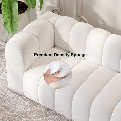 HMR Modern 3-Seater Sofa with Velvet Upholstered - White