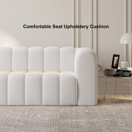 HMR Modern 3-Seater Sofa with Velvet Upholstered - White