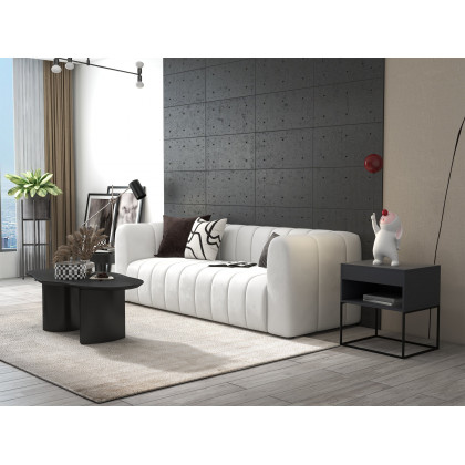 HMR Modern 3-Seater Sofa with Velvet Upholstered - White