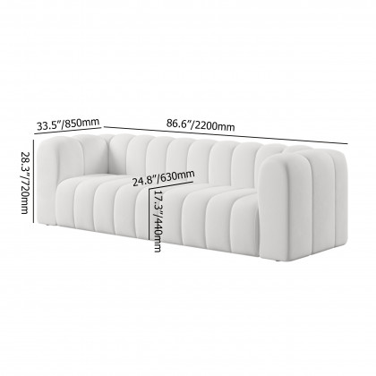 HMR Modern 3-Seater Sofa with Velvet Upholstered - White