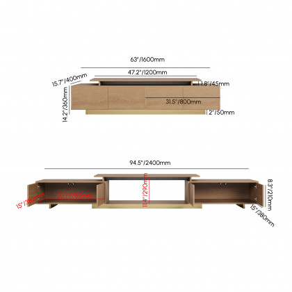 HMR Mordelle Extendable TV Stand with Storage (63"-95") - Natural