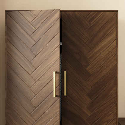 HMR - Mid Century Modern Amoire Closet Dresser Walnut Wardrobe Clothes Cabinet with Drawer