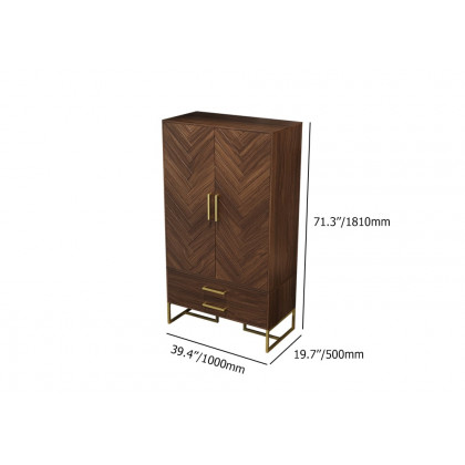HMR - Mid Century Modern Amoire Closet Dresser Walnut Wardrobe Clothes Cabinet with Drawer