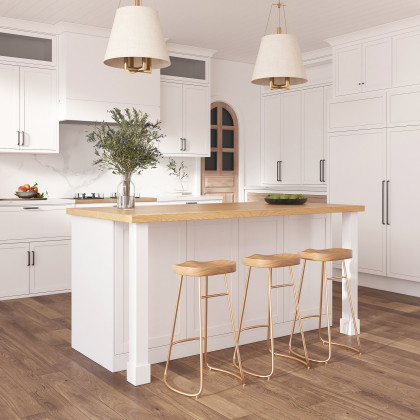 HMR - 59.1'' Modern Natural &White Kitchen lsland with Wine Storage