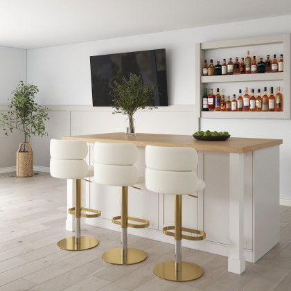 HMR - 59.1'' Modern Natural &White Kitchen lsland with Wine Storage