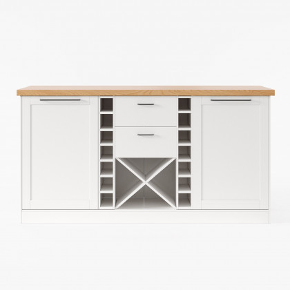 HMR - 59.1'' Modern Natural &White Kitchen lsland with Wine Storage