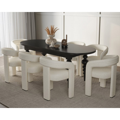 HMR Dining Set 67"-79" Extendable Dining Table - Black, Style B, With 8 Chairs