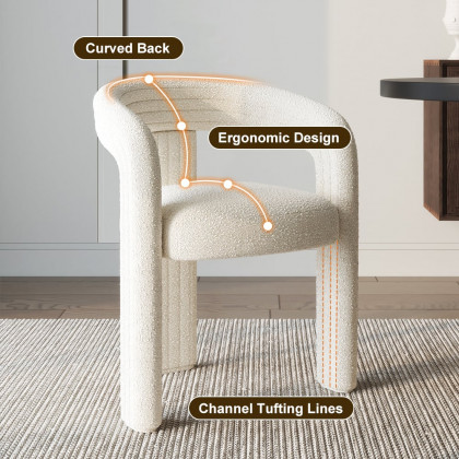 HMR Modern Sherpa Dining Chairs - Off-White, 6-Pieces