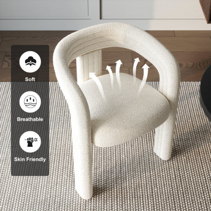 HMR Modern Sherpa Dining Chairs - Off-White, 6-Pieces