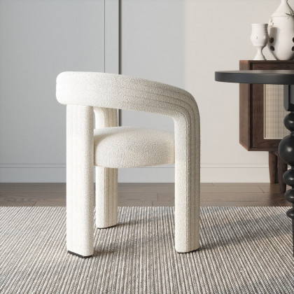HMR Modern Sherpa Dining Chairs - Off-White, 6-Pieces
