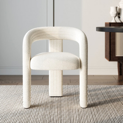 HMR Modern Sherpa Dining Chairs - Off-White, 6-Pieces
