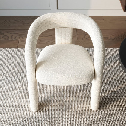 HMR Modern Sherpa Dining Chairs - Off-White, 6-Pieces