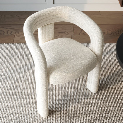 HMR Modern Sherpa Dining Chairs - Off-White, 6-Pieces