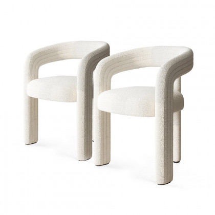 HMR Modern Sherpa Dining Chairs - Off-White, 6-Pieces