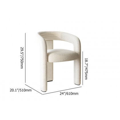HMR Modern Sherpa Dining Chairs - Off-White, 6-Pieces