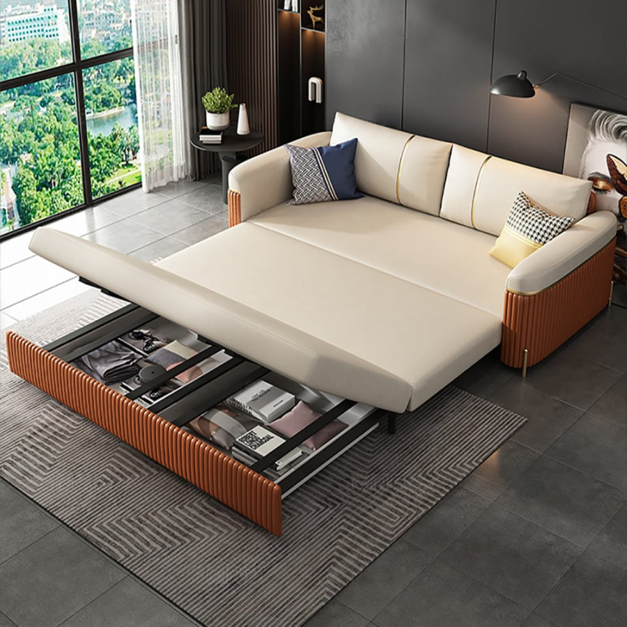 HMR - 79" Queen Leath-Aire Sleeper Sofa with Trundle