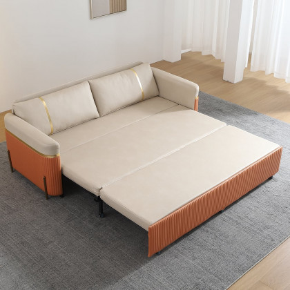 HMR - 79" Queen Leath-Aire Sleeper Sofa with Trundle