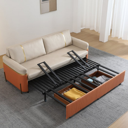 HMR - 79" Queen Leath-Aire Sleeper Sofa with Trundle