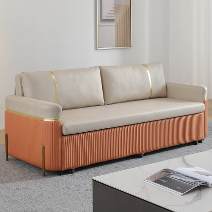 HMR - 79" Queen Leath-Aire Sleeper Sofa with Trundle
