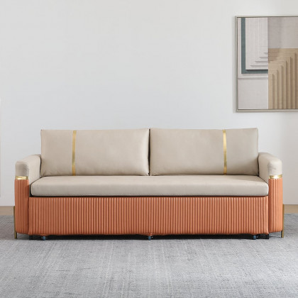 HMR - 79" Queen Leath-Aire Sleeper Sofa with Trundle