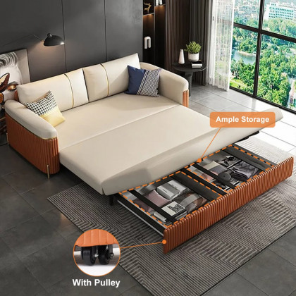 HMR - 79" Queen Leath-Aire Sleeper Sofa with Trundle