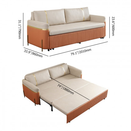 HMR - 79" Queen Leath-Aire Sleeper Sofa with Trundle