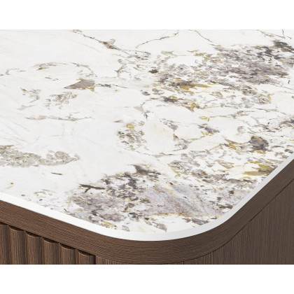 HMR - Glass Sintered Stone Top Makeup Vanity Set with Mirror