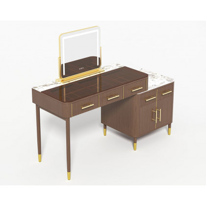 HMR - Glass Sintered Stone Top Makeup Vanity Set with Mirror