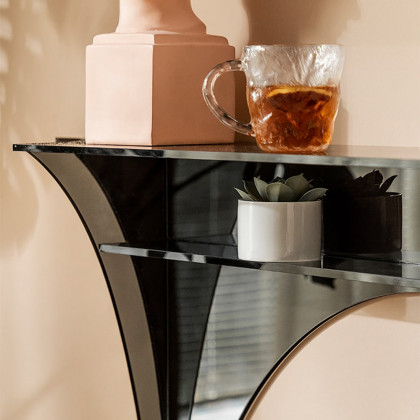 HMR - 47" Floating Wall Mounted Acrylic Console Table Narrow Black Entryway Table Open Storage