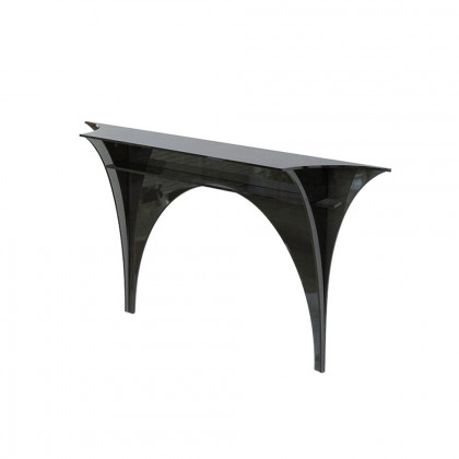 HMR - 47" Floating Wall Mounted Acrylic Console Table Narrow Black Entryway Table Open Storage