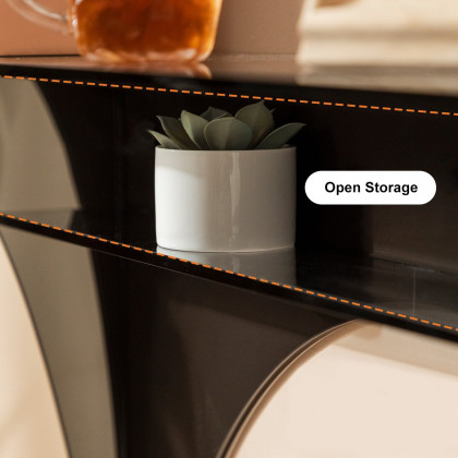 HMR - 47" Floating Wall Mounted Acrylic Console Table Narrow Black Entryway Table Open Storage